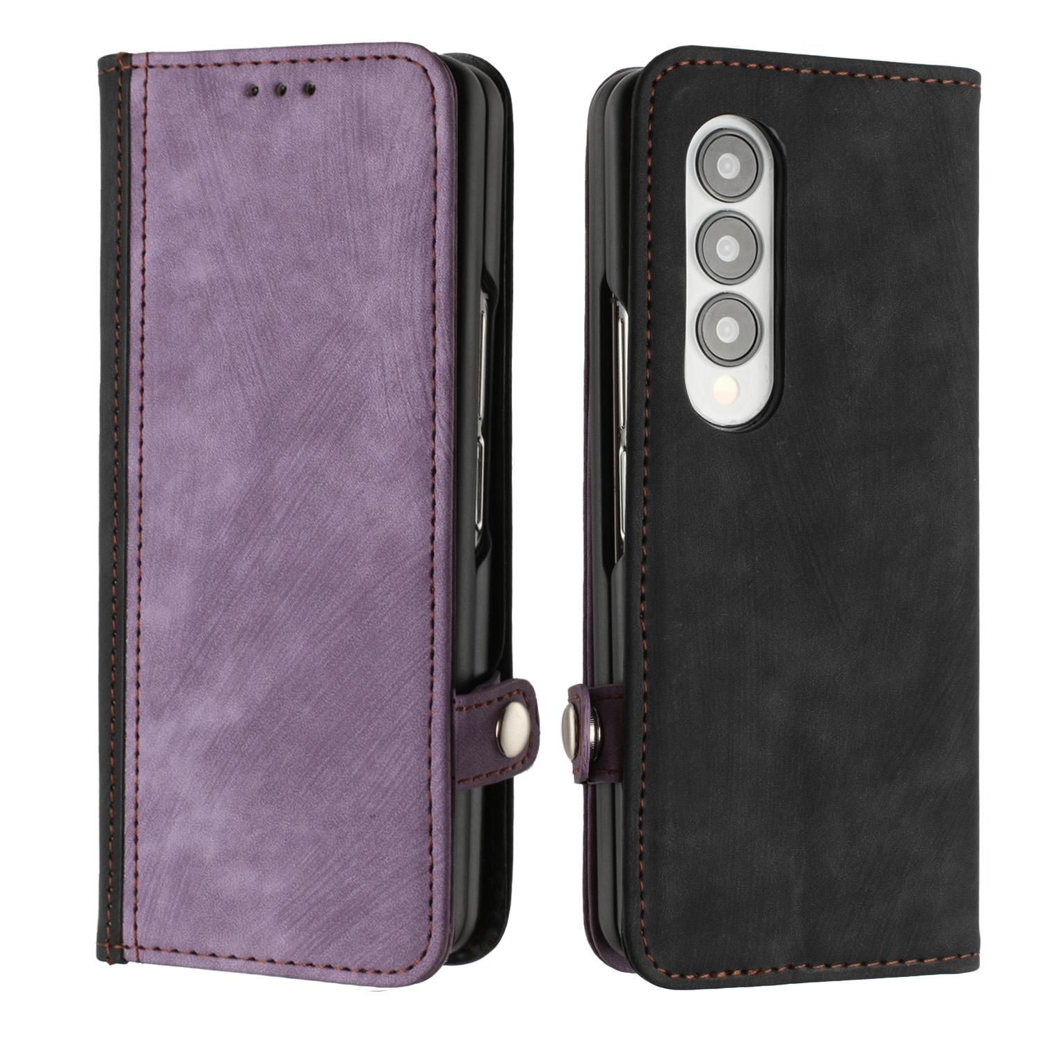 For Samsung Galaxy Z Fold4 5G Leather Phone Case With Side Buckle - Royal Blue 6