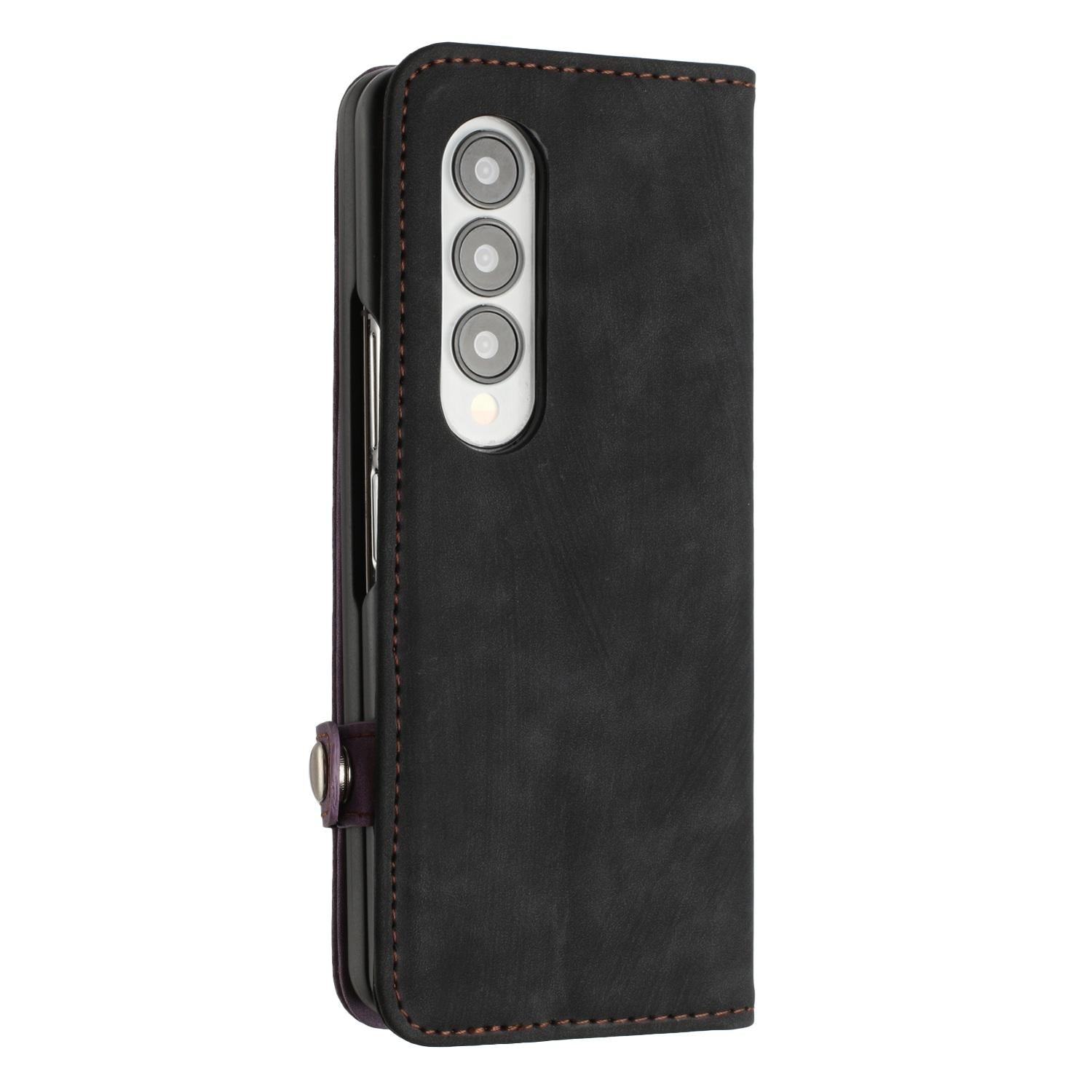 For Samsung Galaxy Z Fold4 5G Leather Phone Case With Side Buckle - Royal Blue 8