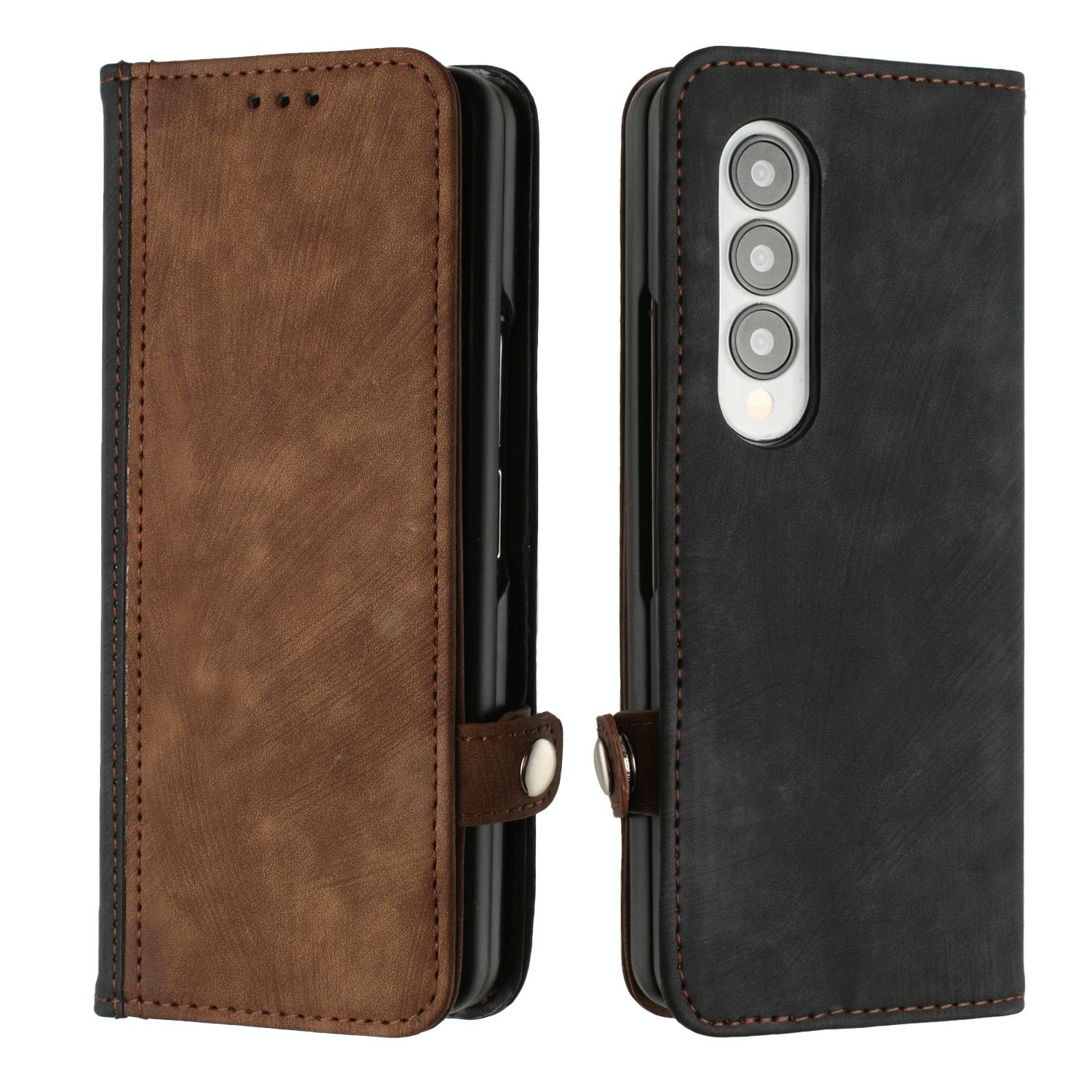 For Samsung Galaxy Z Fold4 5G Leather Phone Case With Side Buckle - Royal Blue 11