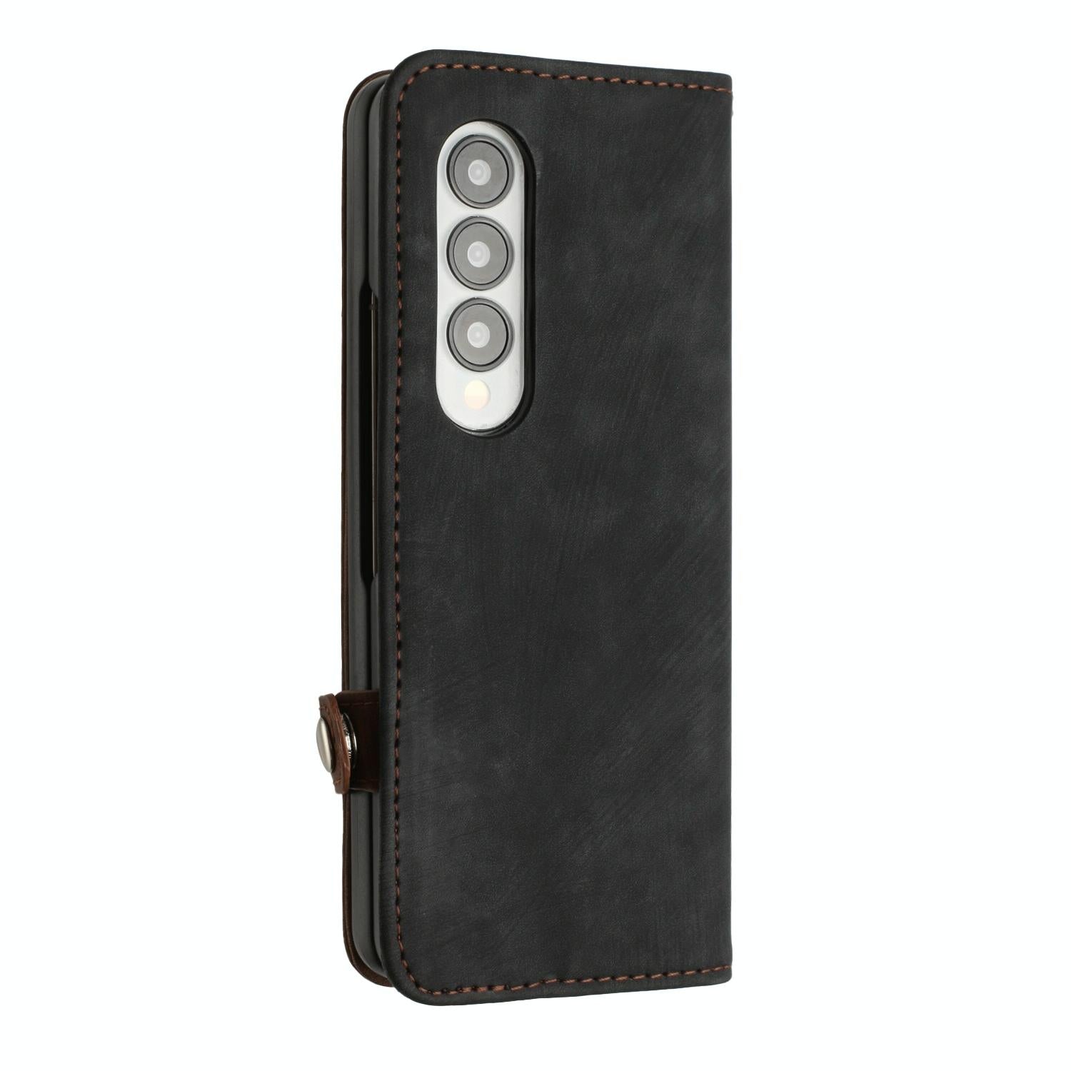 For Samsung Galaxy Z Fold4 5G Leather Phone Case With Side Buckle - Royal Blue 13