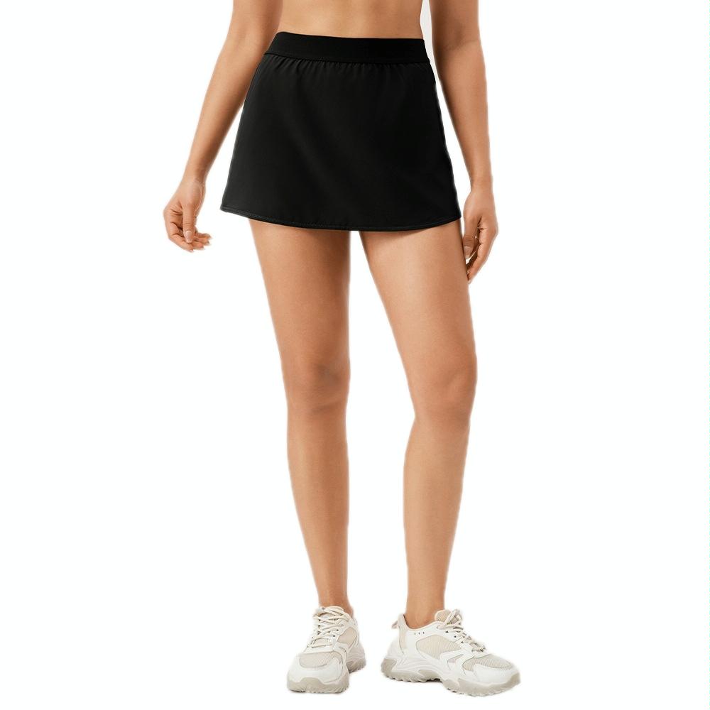 Quick Drying Women Yoga Skirt Pants Breathable & Fake Two Piece Size L - Black - L