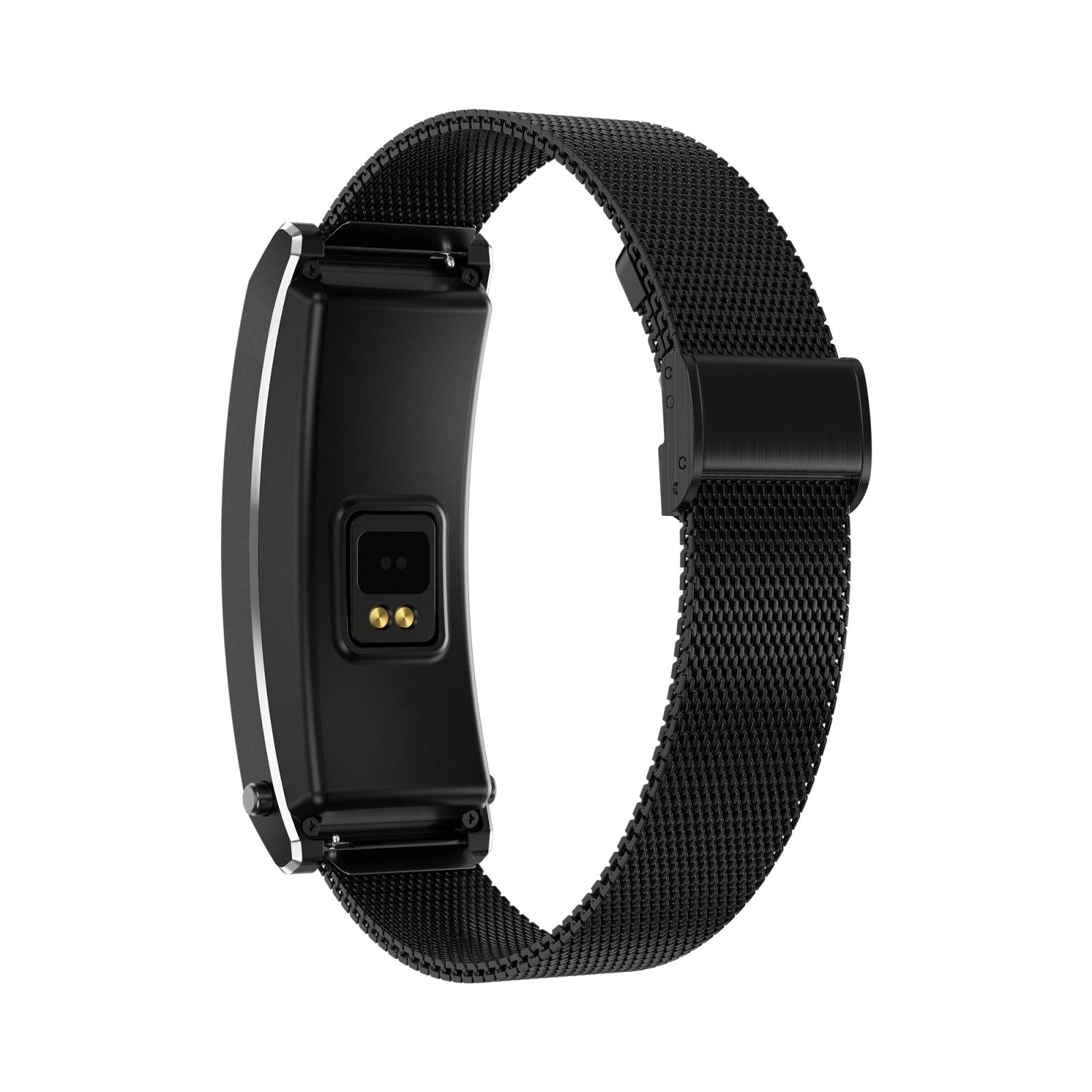Smart Health Monitoring Bracelet With Bt Call And Leather Strap - Black Silicone Strap 15