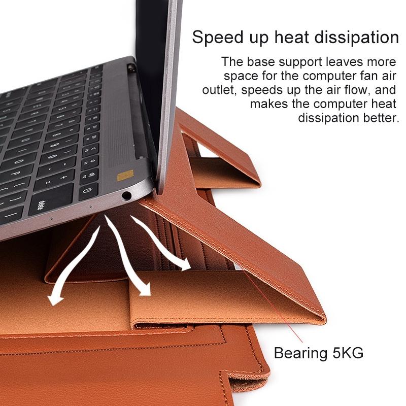 15.4 Inch Laptop Leather Sleeve Carrying Bag - Black 11