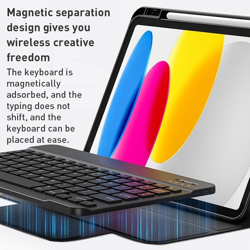Detachable Keyboard Tablet Case With Magnetic Skin Feel - Black 3