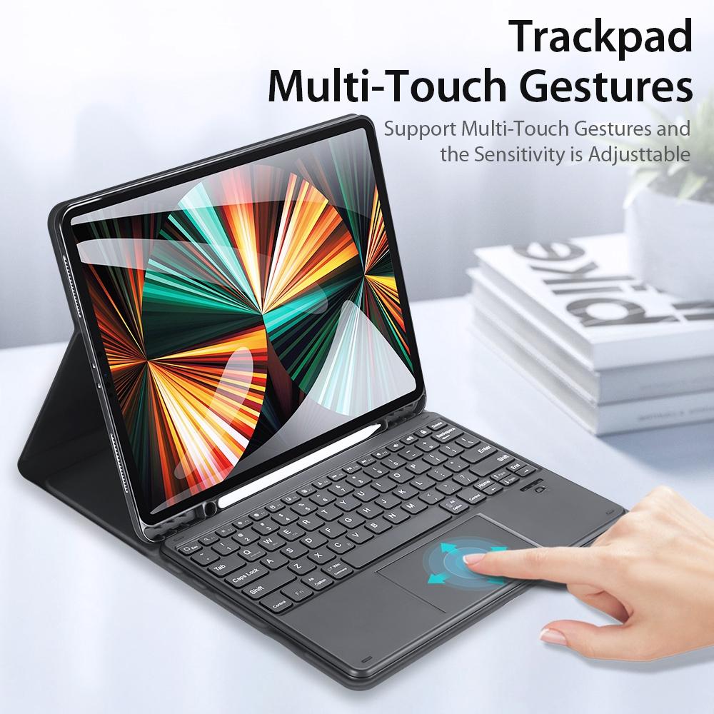 12.9 Ipad Pro Leather Case With Bluetooth Keyboard & Touchpad - Black 7