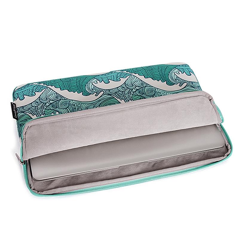 Green Wave 13 Laptop Sleeve in Pu Leather Print 4