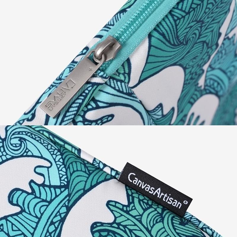 Green Wave 13 Laptop Sleeve in Pu Leather Print 6