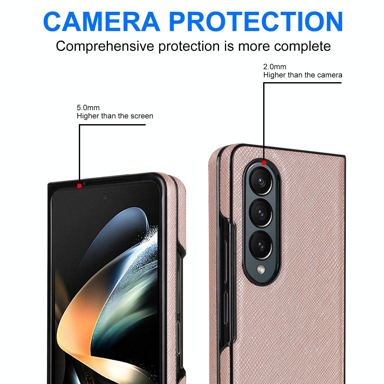 For Samsung Galaxy Z Fold4 5G Foldable Cross Pattern Phone Case - Compact Design - Black 13