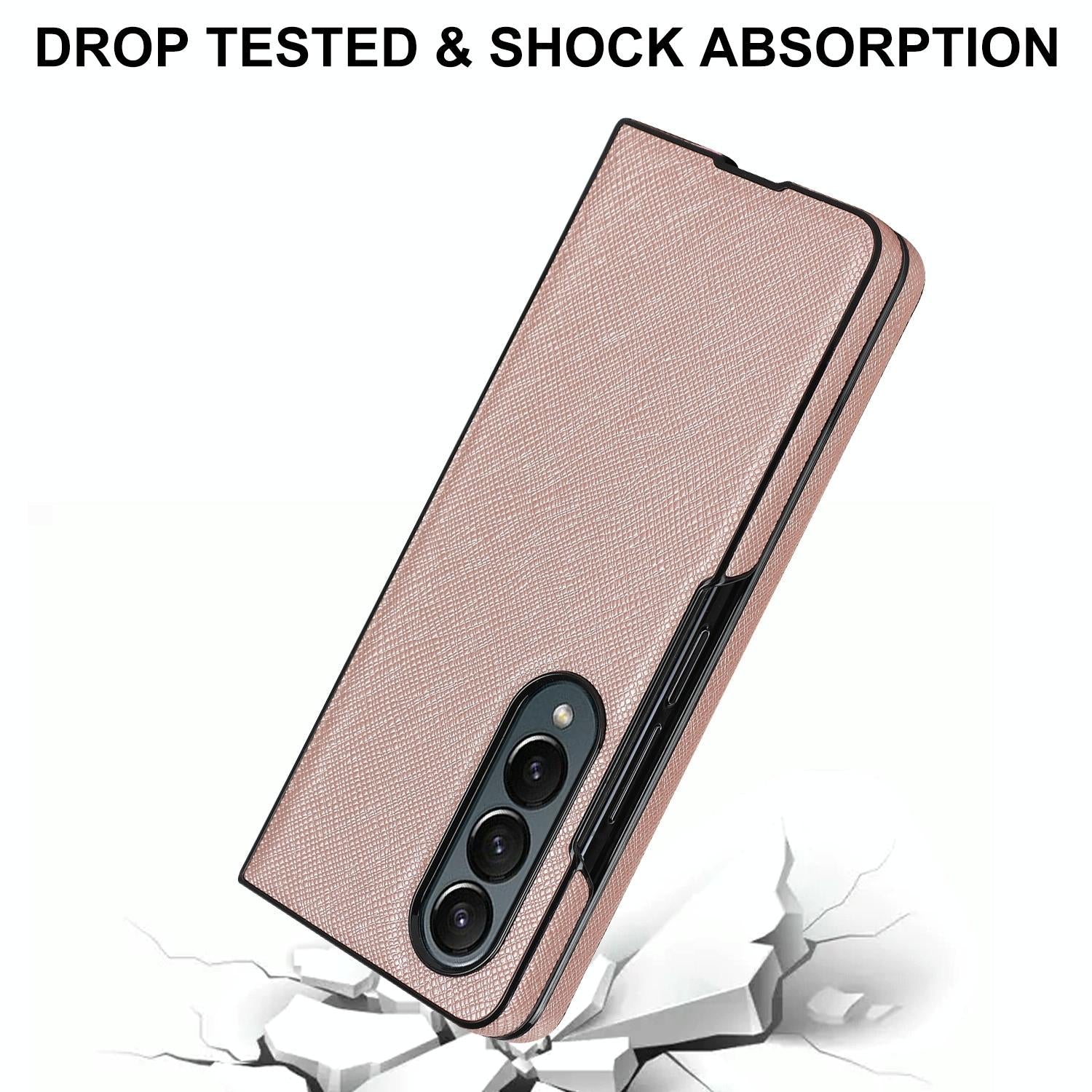 For Samsung Galaxy Z Fold4 5G Foldable Cross Pattern Phone Case - Compact Design - Black 14