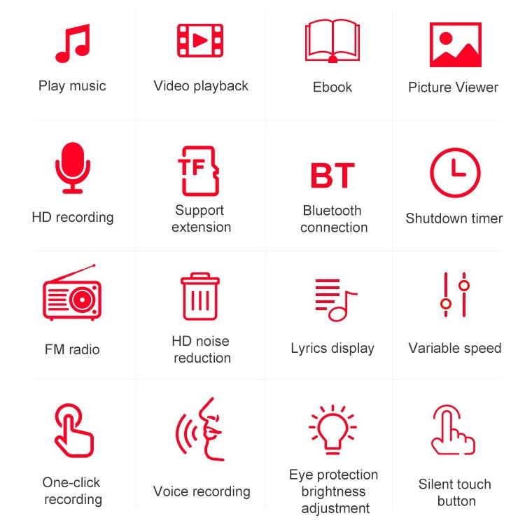 16Gb Touch Screen Bluetooth Mp3 Player With Recorder 9