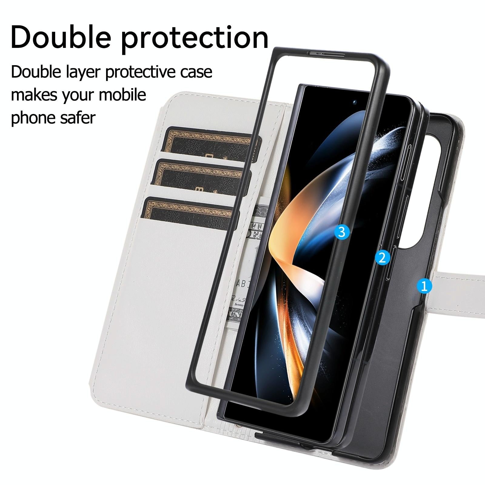 For Samsung Galaxy Z Fold4 5G Foldable Diamond Lattice Phone Case - White 10