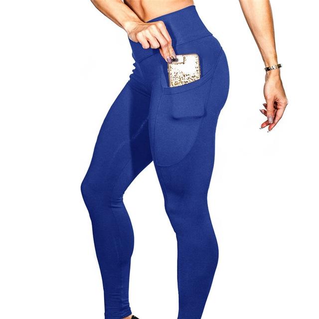 High Elastic Women Yoga Pants With Pockets Stretch Leggings For Jogging Workout And Running Size L - Black 6