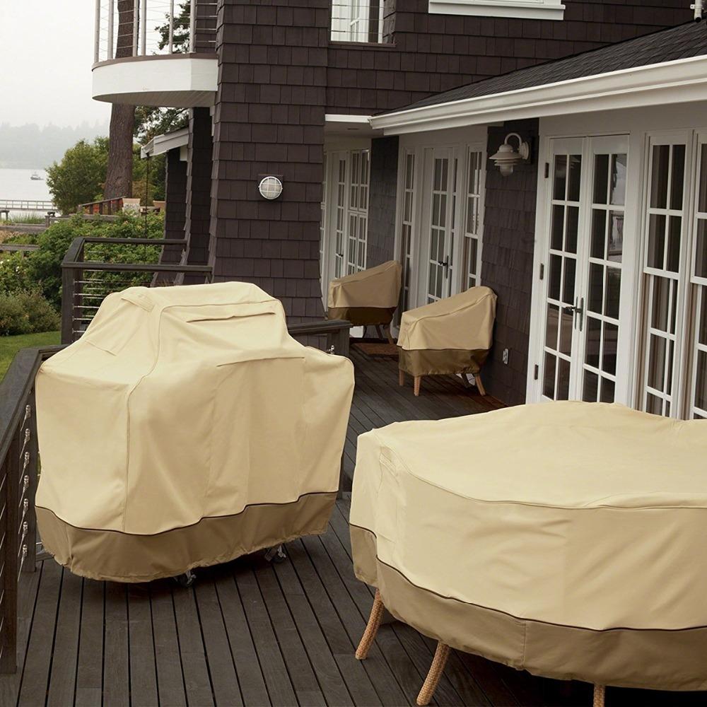 Waterproof Bbq Cover with Sundry Bag - Oxford Cloth 163x61x122cm Beige 6