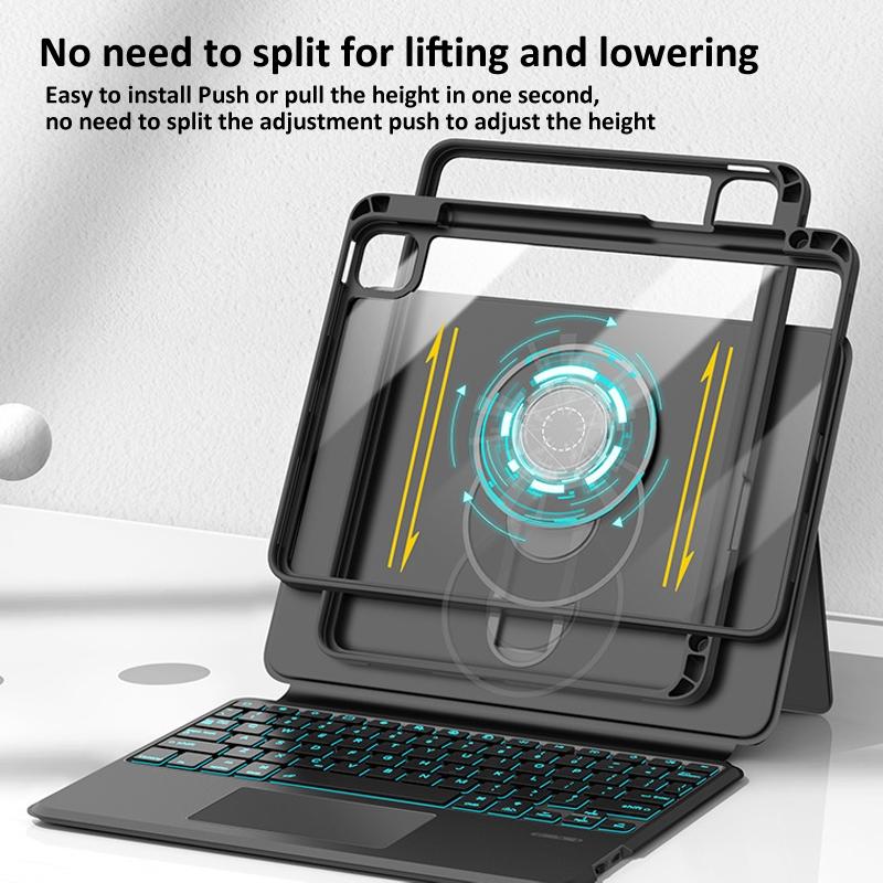 Universal Rotatable Magnetic Keyboard Case For Ipad 10.5 / 10.2 - Suspended Slide Rail Protection - Black - For Ipad 10Th Gen 10.9 10