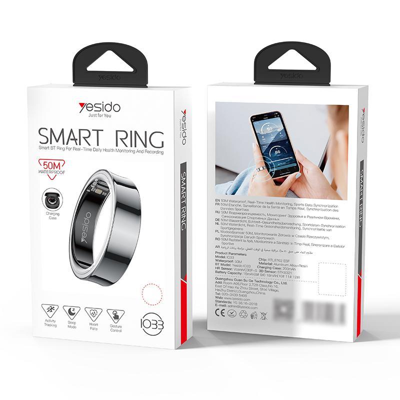 Smart Health Ring Temp Heart Rate Bp Reminder Black - 63Mm 4