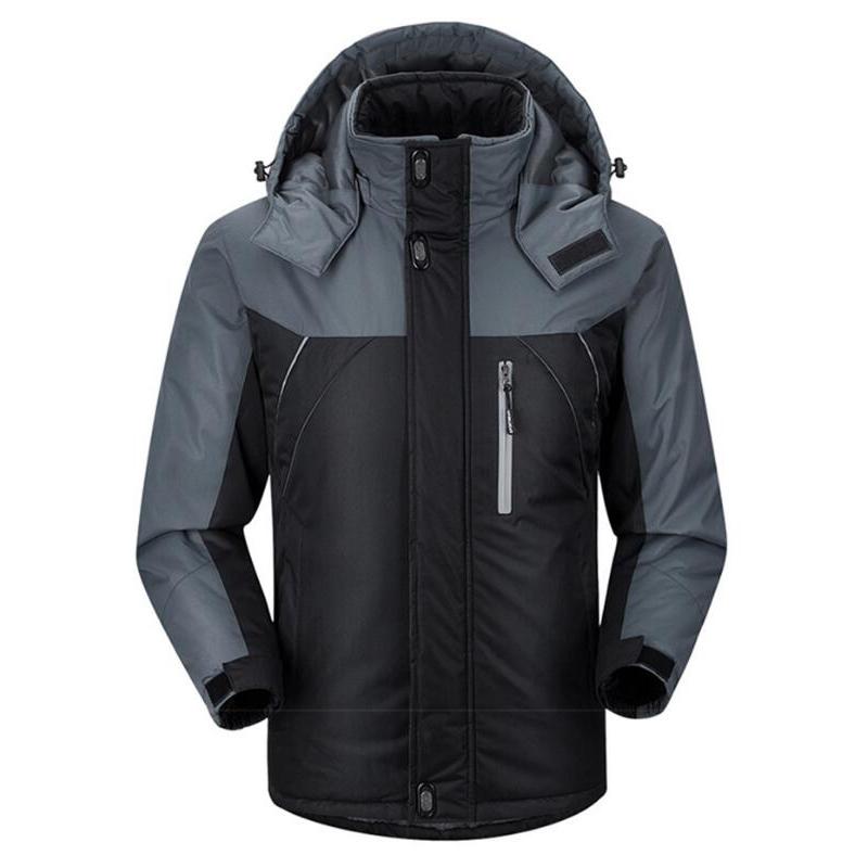 Men Winter Thick Fleece Waterproof Outwear Down Jackets Coats - Size Xl Black 4
