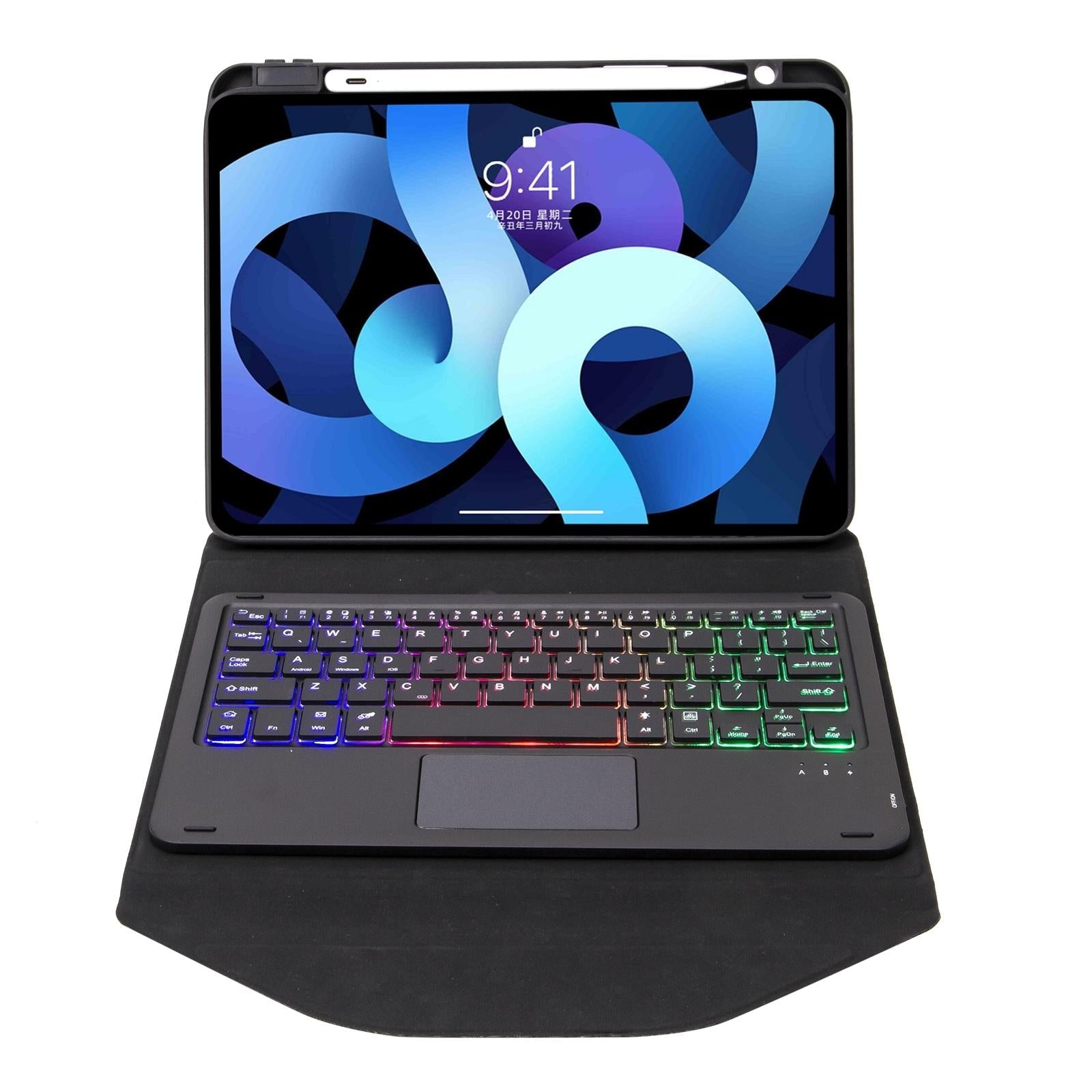 Bluetooth Keyboard Leather Case For Ipad 10.2 - Touchpad Backlight Pen Slot - 2021 / 2020 / 2019 - Black 5