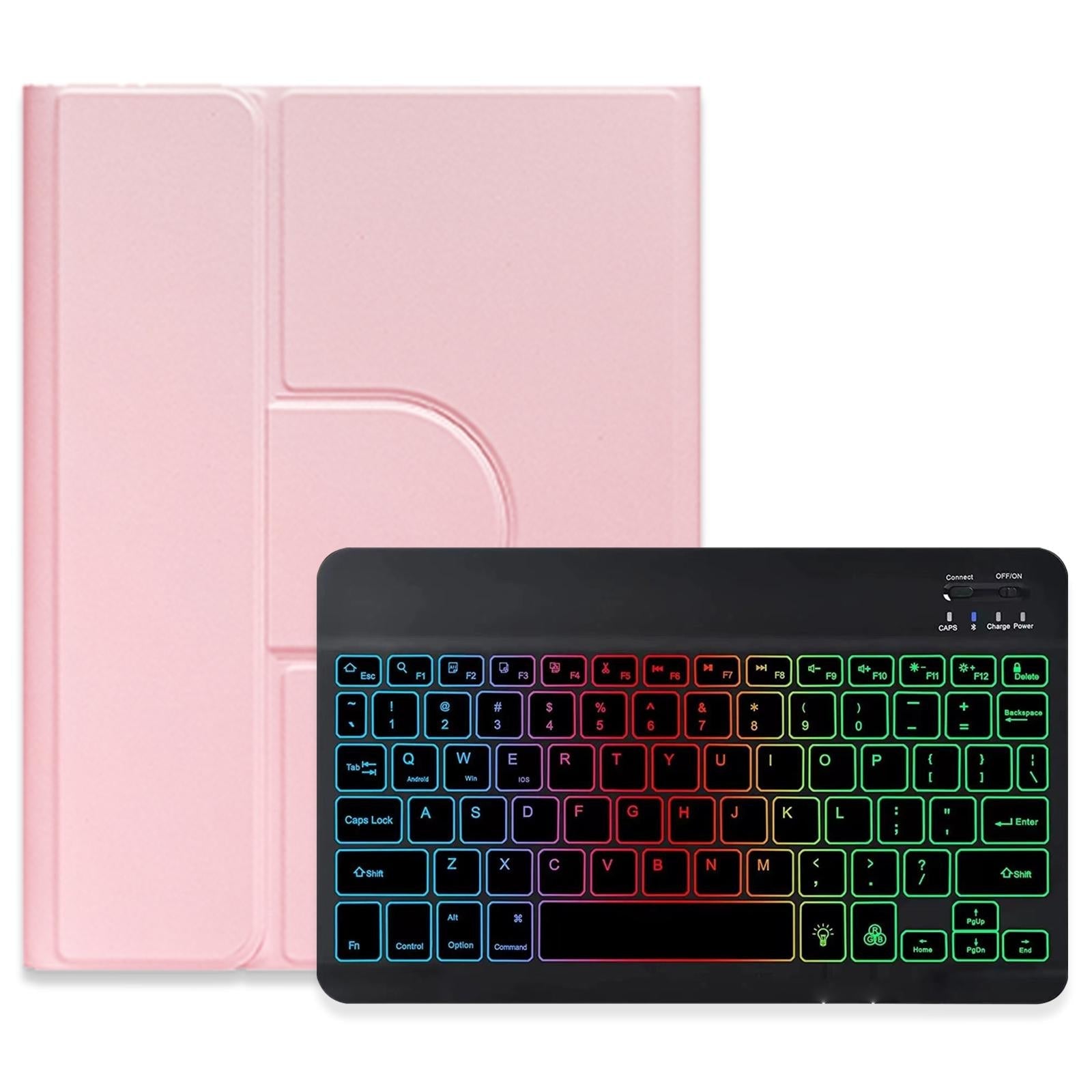 360 Degree Rotatable Bluetooth Keyboard Leather Case With Three-Colour Backlight - Mint Green - For Ipad 10.2 2021 / Air 2019 14