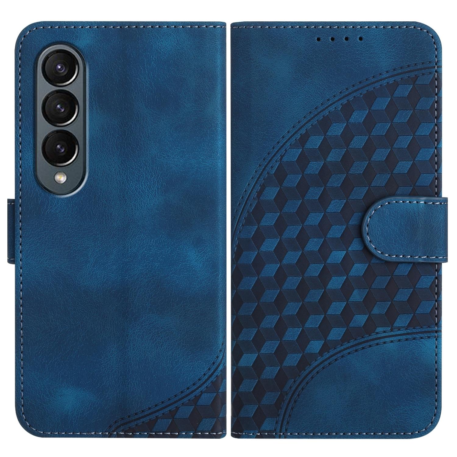 For Samsung Galaxy Z Fold4 5G Embossed Elephant Head Phone Case With Lanyard - Light Purple 9