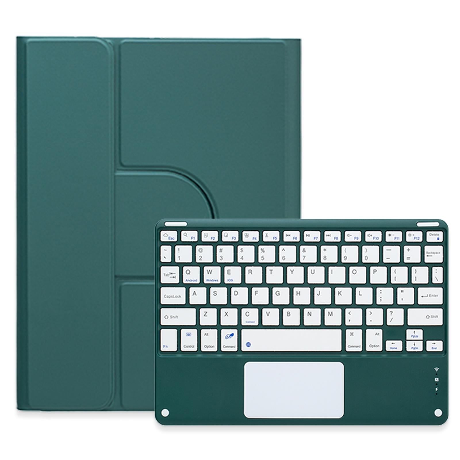 360 Degree Rotatable Bluetooth Keyboard Leather Case With Touchpad - Square Button - Mint Green - For Ipad 10Th Gen 10.9 2022 10