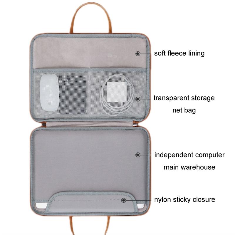 Waterproof Leather Computer Bag - 15 / 15.6 / 16 Inches Fully Open & Portable - Gray Brown 4