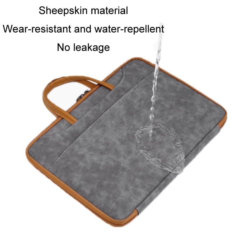 Waterproof Leather Computer Bag - 15 / 15.6 / 16 Inches Fully Open & Portable - Gray Brown 5