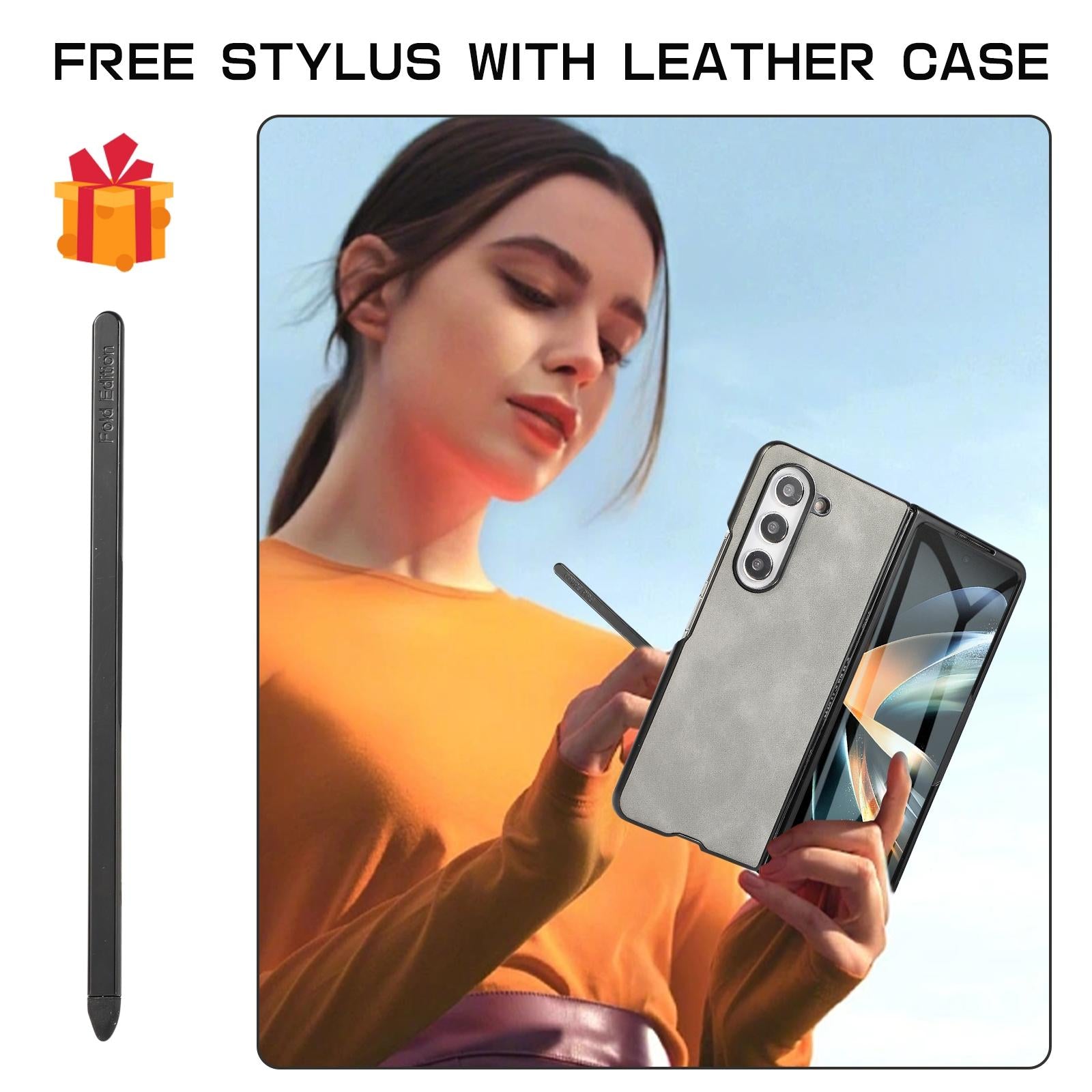 For Samsung Galaxy Z Fold4 5G Shockproof Foldable Leather Case With Stylus - Purple 6