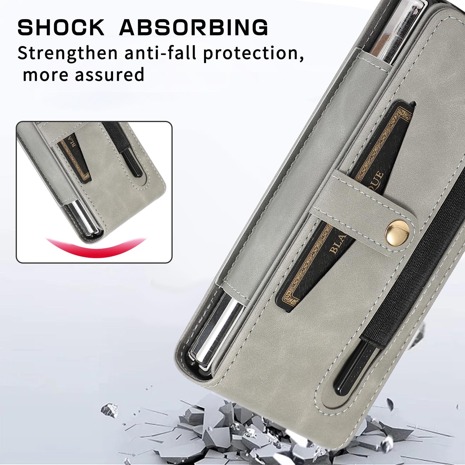 For Samsung Galaxy Z Fold4 5G Shockproof Foldable Leather Case With Stylus - Purple 9