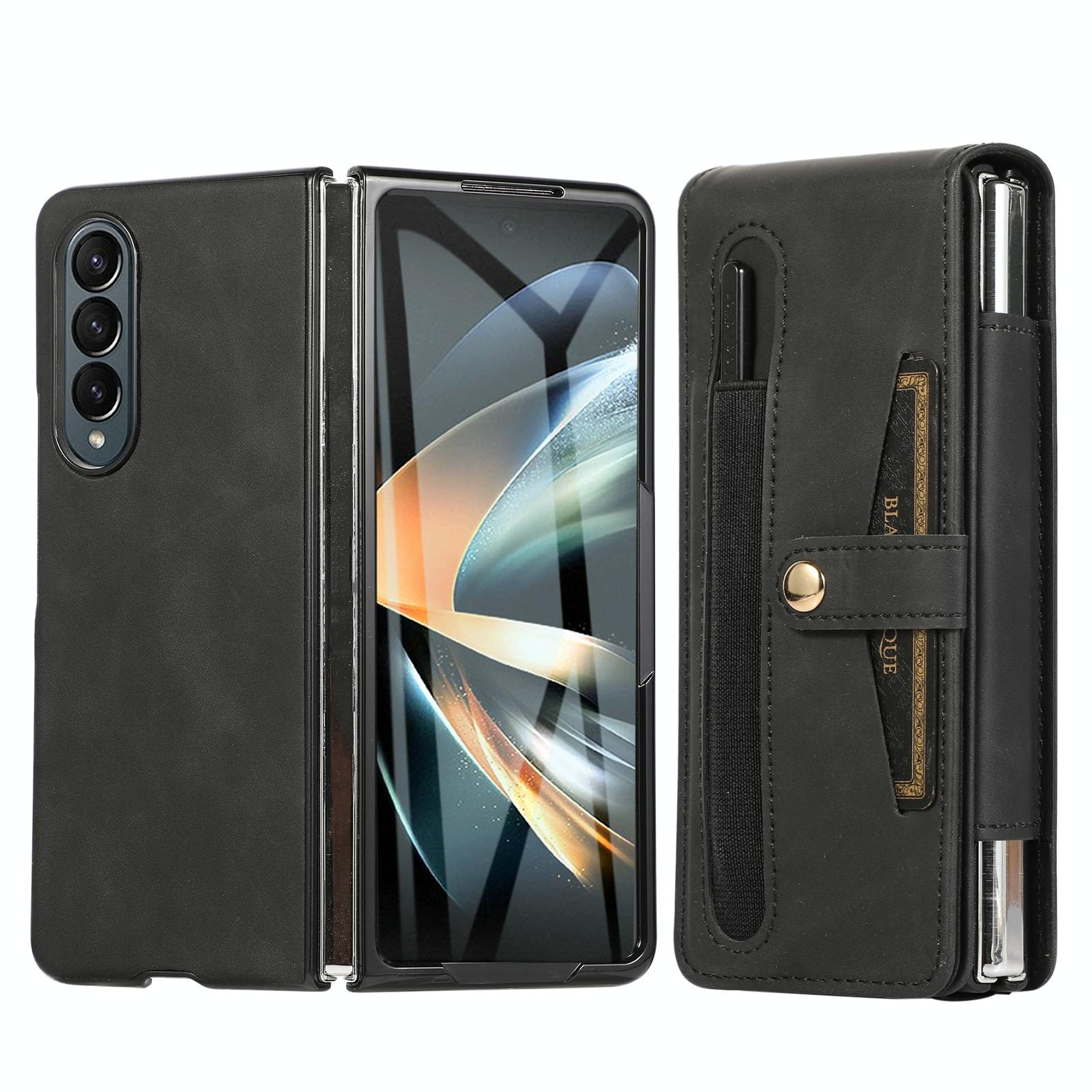 For Samsung Galaxy Z Fold4 5G Shockproof Foldable Leather Case With Stylus - Purple 10