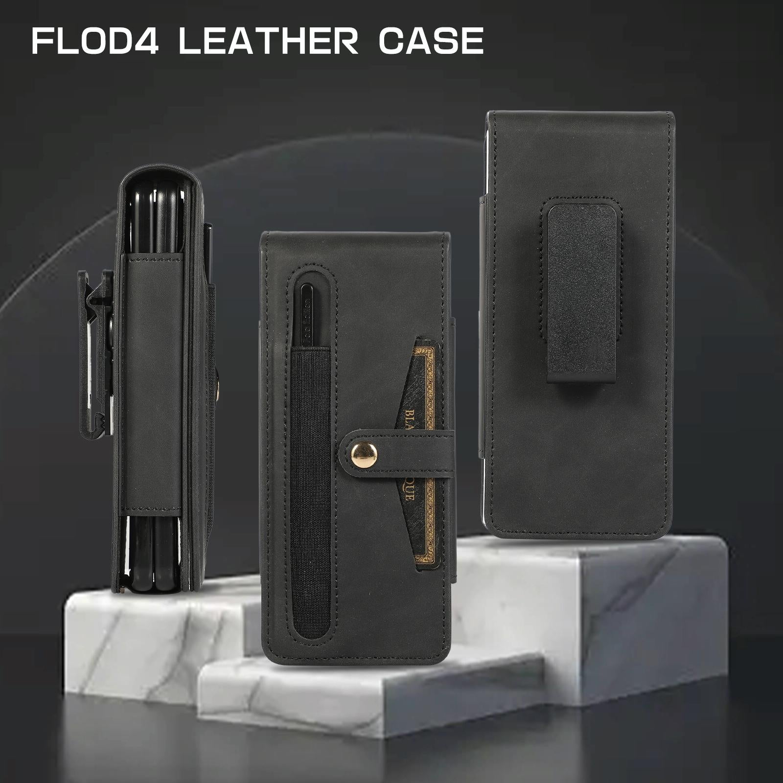 For Samsung Galaxy Z Fold4 5G Shockproof Foldable Leather Case With Stylus - Purple 11