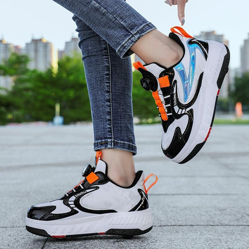 29 Size Children's Two-wheeled Roller Skating Shoes - Xf18 Black - 32 8