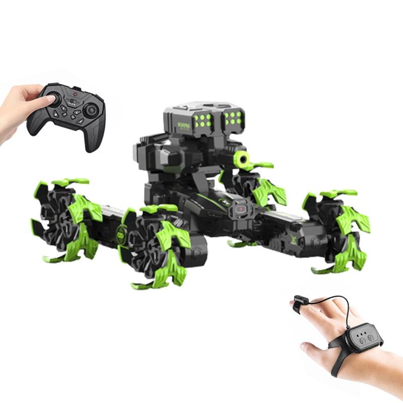 Remote Control Water Bomb Car - Dual Control Four-wheel Battle Blooming Tire Spray - Blue 11
