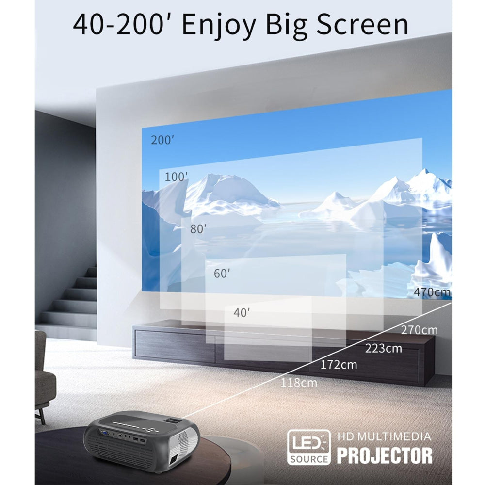 720P Home Theater Projector - 200 Ansi Lumens - Silver Grey 6