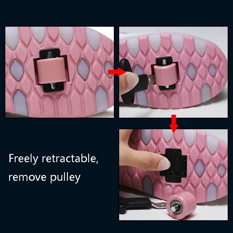 Rechargeable Light Skating Shoes for Kids - Size 30 Two-wheeled - Pink 8