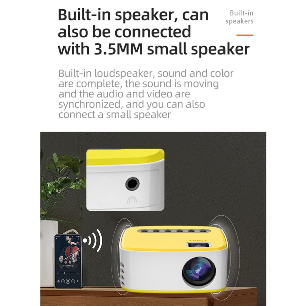 Portable Home Theater Projector - 400 Lumens Hd Same Screen Version - White Yellow 3