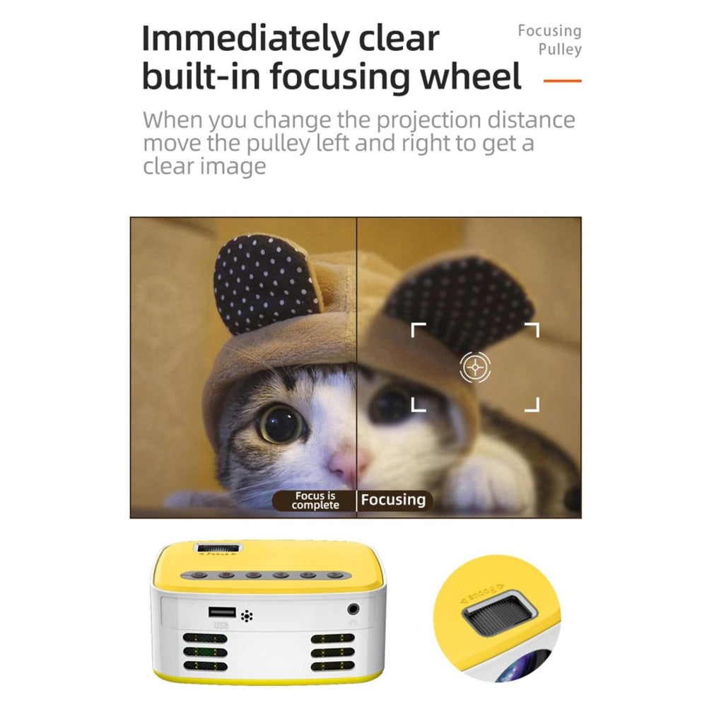 Portable Home Theater Projector - 400 Lumens Hd Same Screen Version - White Yellow 7