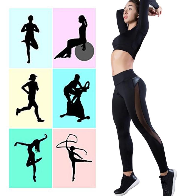 Mesh Leggings For Women Push Up Fitness Pants Seamless Workout Leggins Size M Black 7
