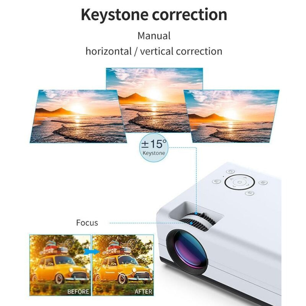 Mini Lcd Digital Projector - 2200 Lumens - Android - White / Black - 800X480 4