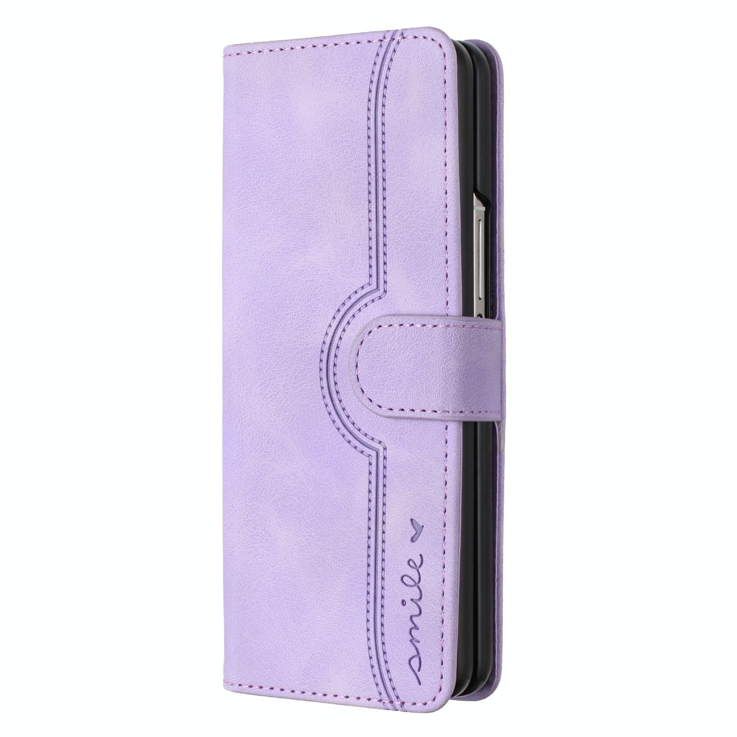 For Samsung Galaxy Z Fold4 5G Leather Phone Case With Heart Pattern - Red 8