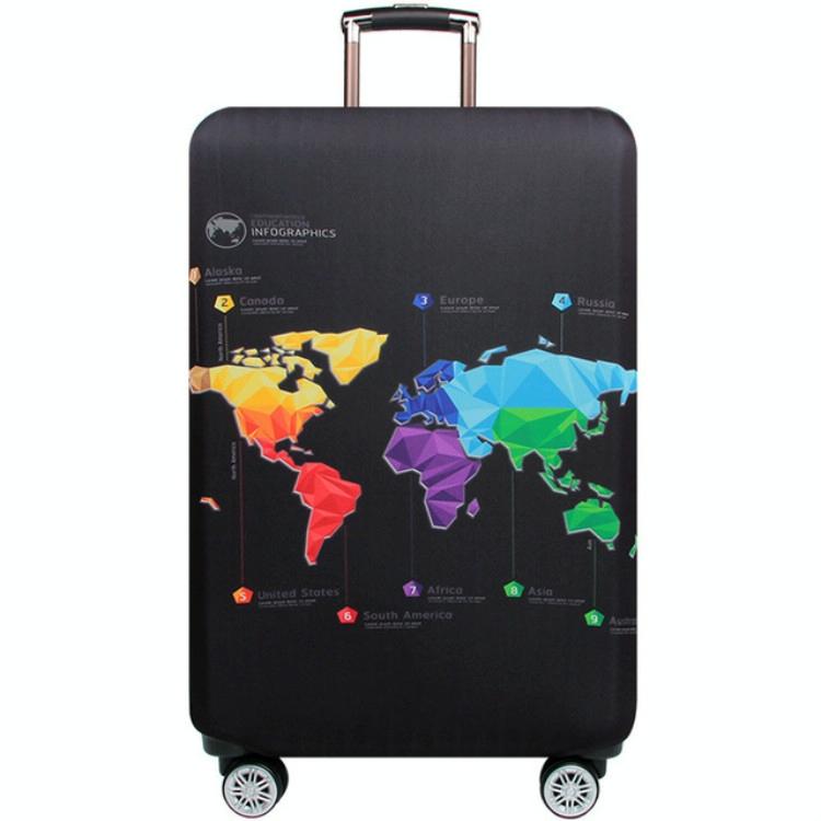 Xl Travel Luggage Cover - Dustproof Scratch-proof Elastic Sleeve - Fits 29-32 Inch Suitcases - World Map 11