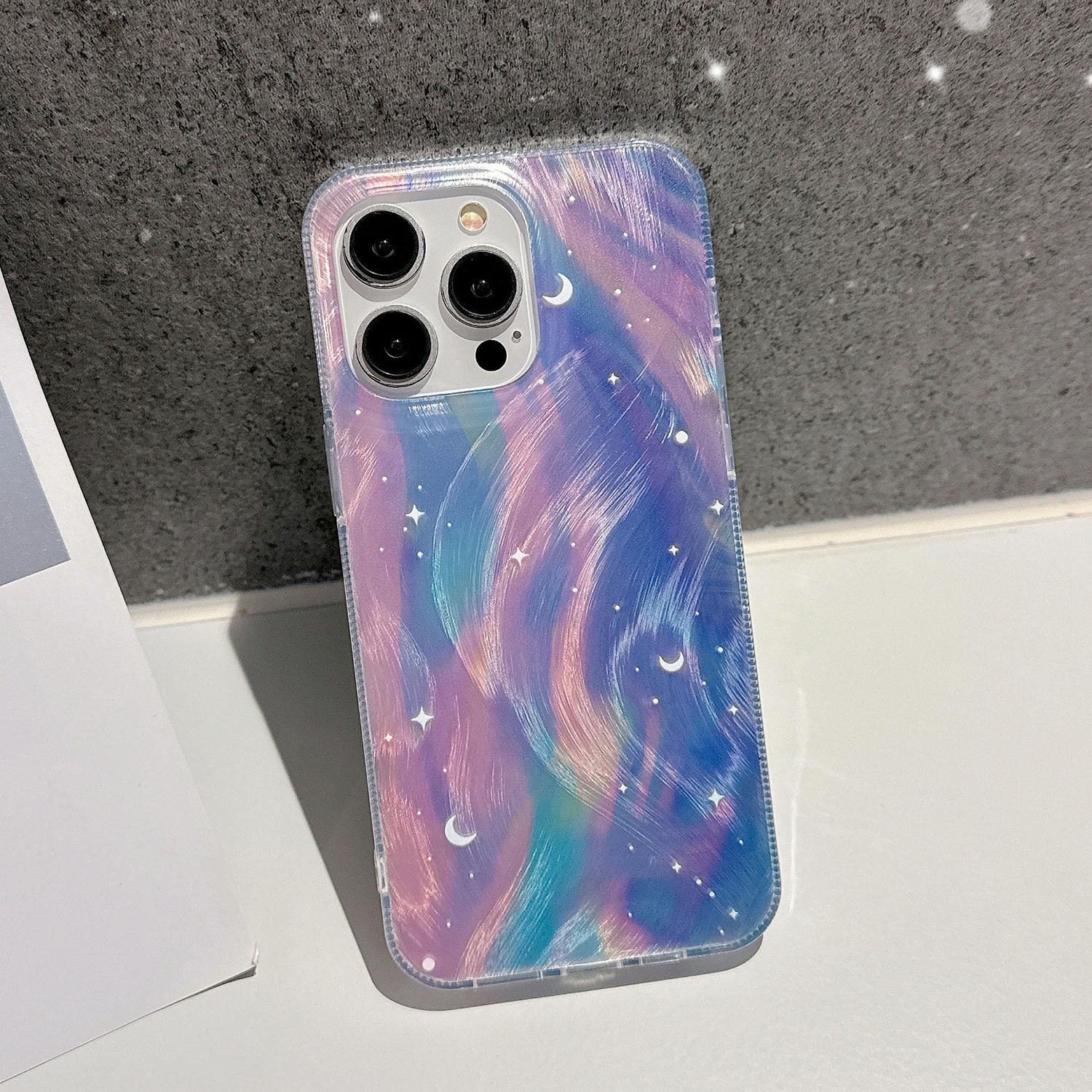 Blue Dream Starry Gradient Dual Layer Iphone 15 Acrylic Tpu Case 3