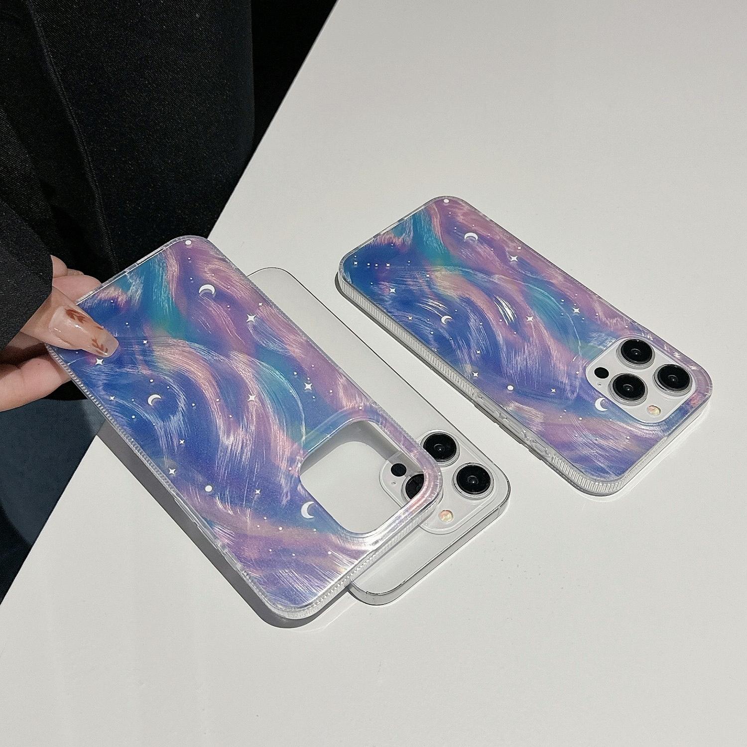 Blue Dream Starry Gradient Dual Layer Iphone 15 Acrylic Tpu Case 4