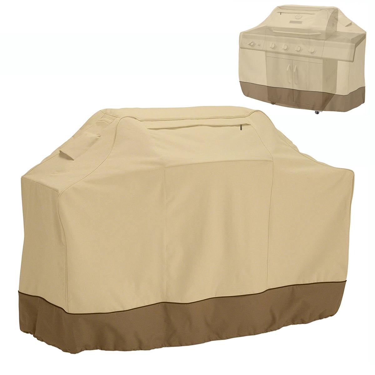 Waterproof Bbq Cover with Sundry Bag - Oxford Cloth 170x61x117cm Beige