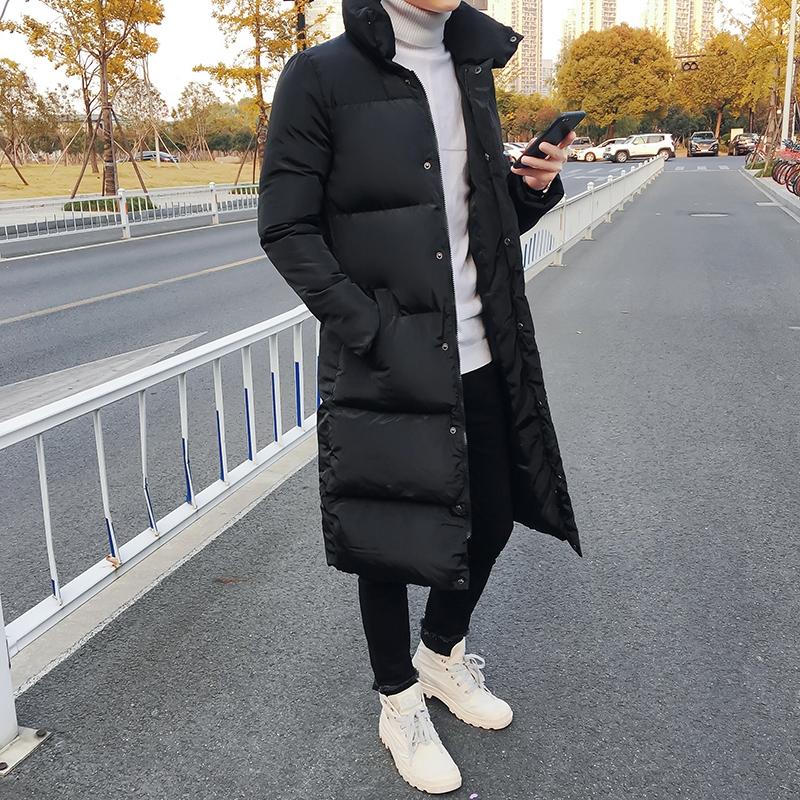 Mens Long Down Jacket Coat Winter Parkas Thick Warm Slim Fit Male Overcoat - Size Xxxl Black 7