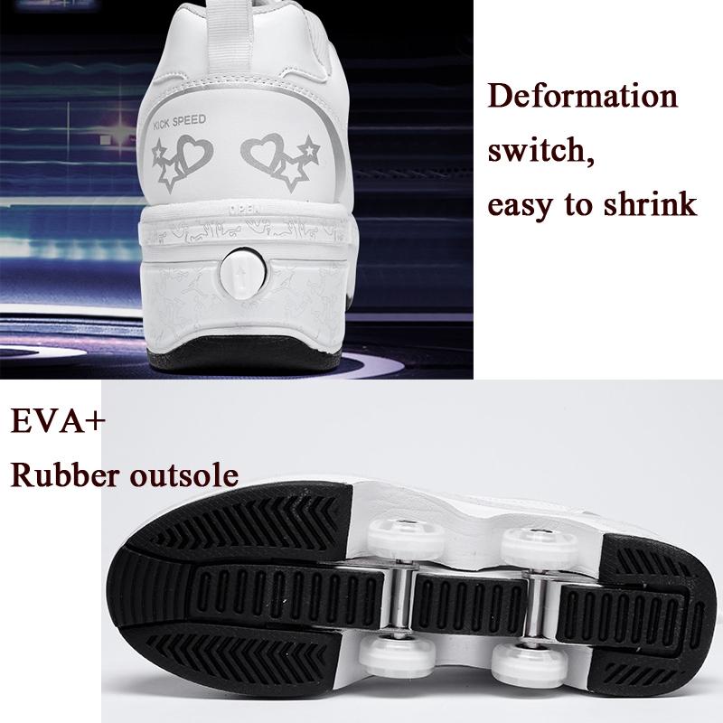 37 Double Row Deformation Rune Roller Skates - Dual Purpose - Low-Top Without Light (White) 5
