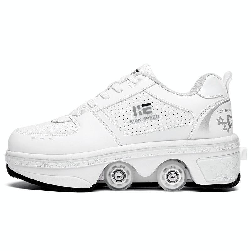 37 Double Row Deformation Rune Roller Skates - Dual Purpose - Low-Top Without Light (White) 8