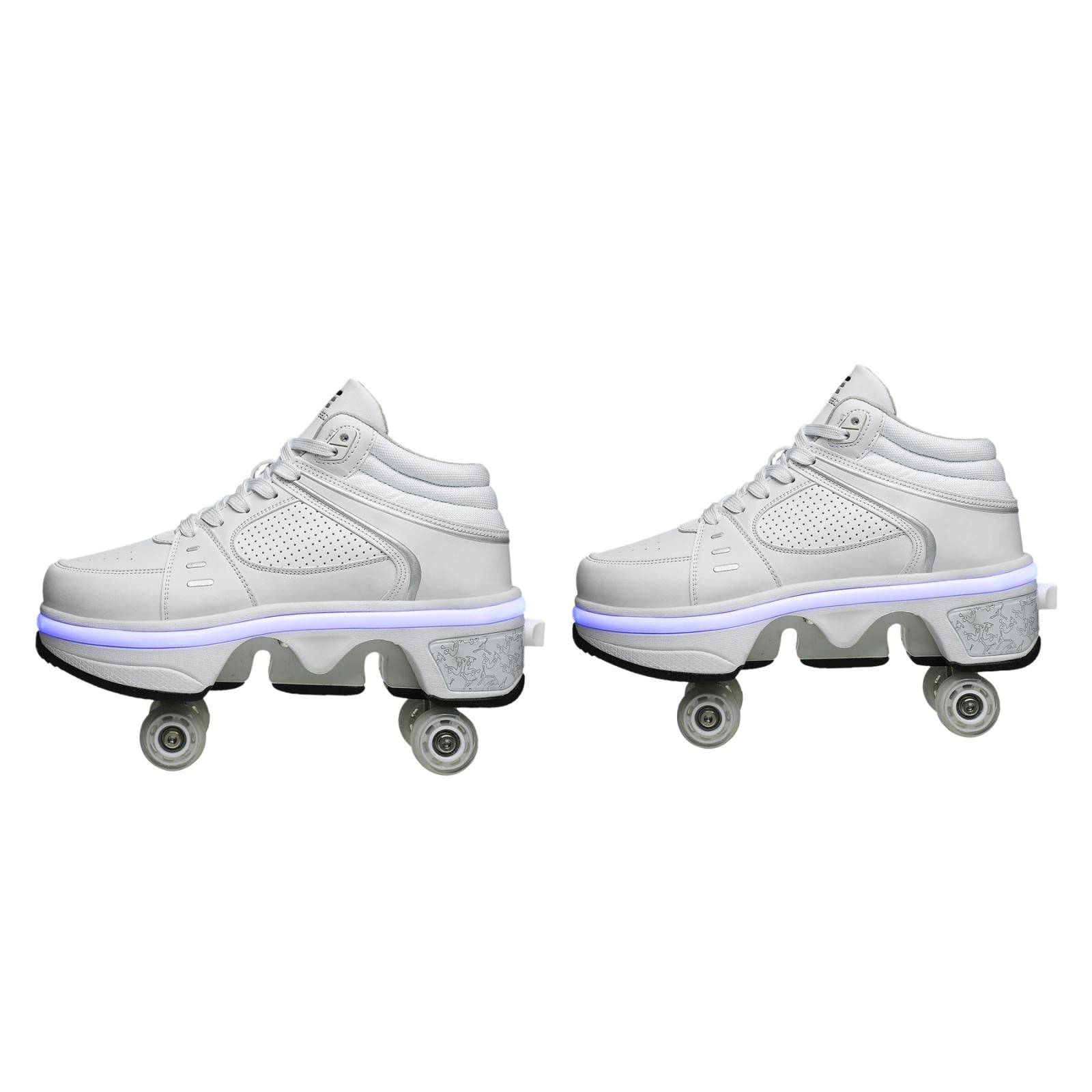 37 Double Row Deformation Rune Roller Skates - Dual Purpose - Low-Top Without Light (White) 9