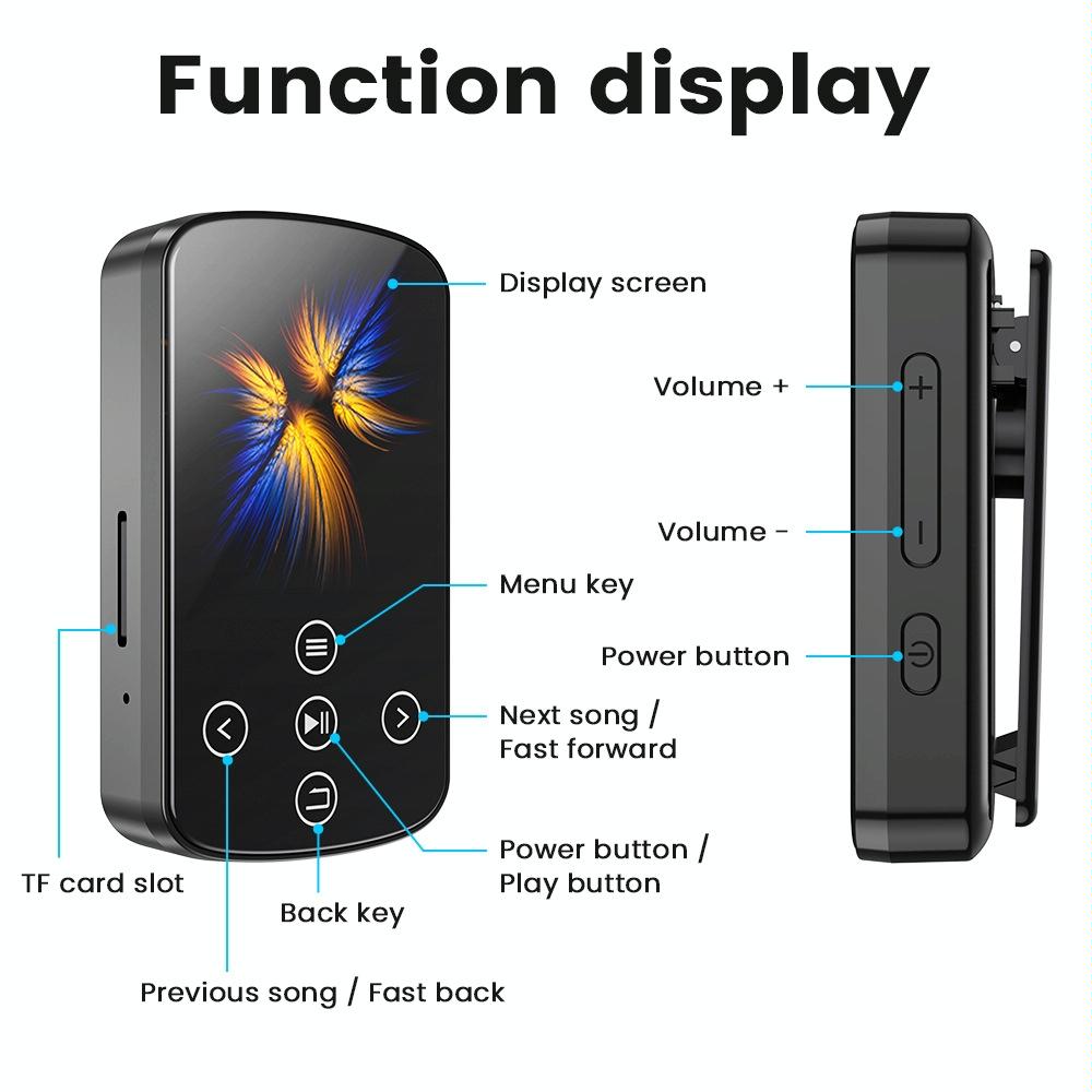 Touch Screen Mp3 Bluetooth Music Player 128Gb Memory Hifi Sports Clip - 64Gb 13