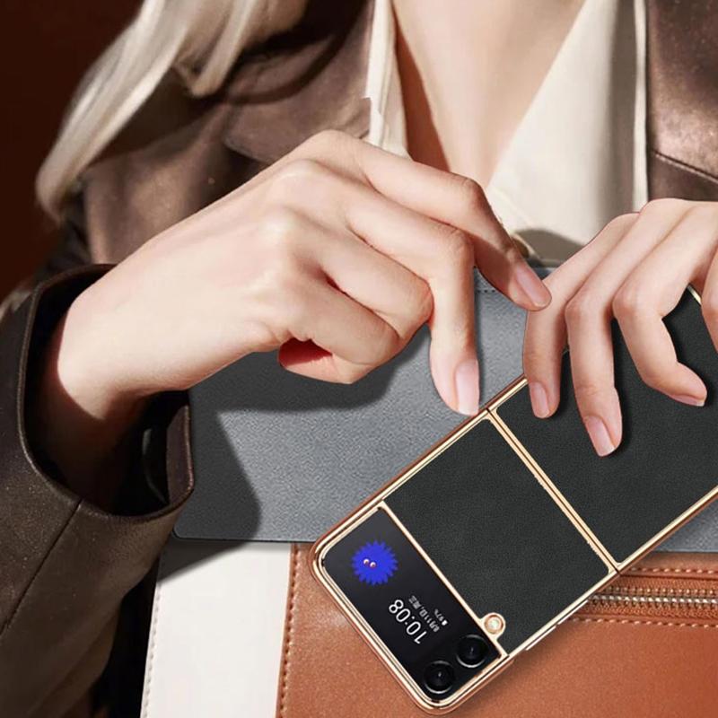 For Samsung Galaxy z Fold4 5G Foldable Lambskin Phone Case - Electroplated - Alpine Green 9
