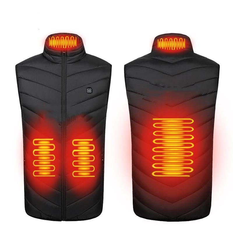4 Area Single Control Usb Electric Heating Undershirt Intelligent Warm Vest - Black - Xxxl